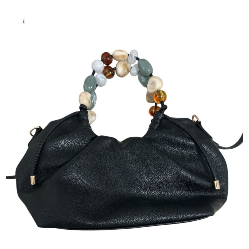 LikeDream Black Handbag with Beaded Handle